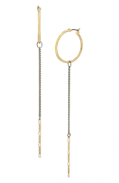 Allsaints Linear Chain Hoop Earrings In Two Tone