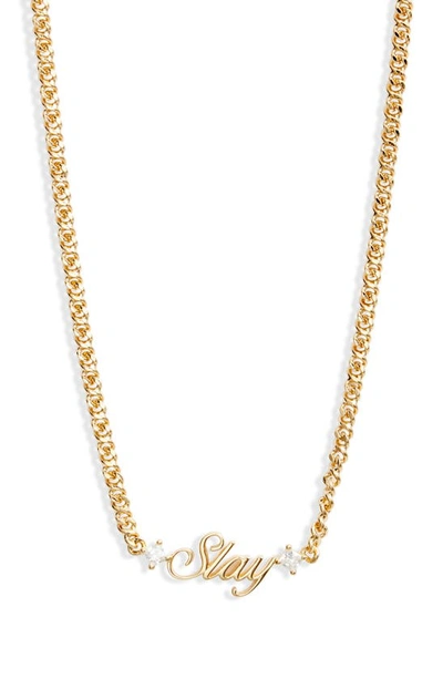 Ajoa Slaybelles Slay Cubic Zirconia Necklace In Gold