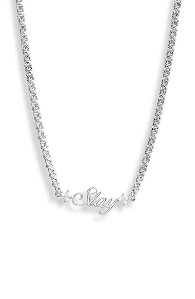 Ajoa Slaybelles Slay Cubic Zirconia Necklace In Silver