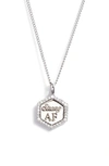 Ajoa Strong Af Cubic Zirconia Pendant Necklace In Silver