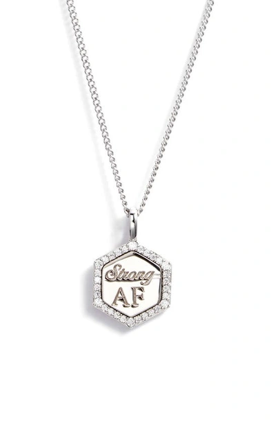 Ajoa Strong Af Cubic Zirconia Pendant Necklace In Silver