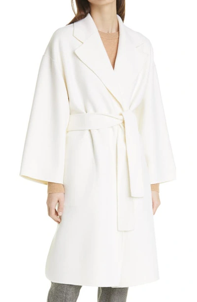 Theory Wool & Cashmere Robe Coat In Ivory
