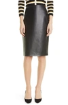 Theory Womens Faux Leather Midi Pencil Skirt In Black