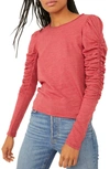 Free People Natasha Ruffle Sleeve Top In Maroon Banner
