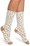Ugg Leslie Crew Socks In Cream Leopard