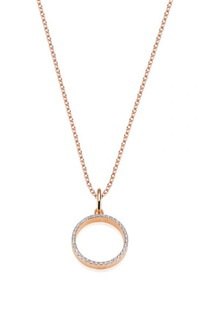 Monica Vinader Naida Pavé Diamond Open Circle Pendant Necklace In Rose Gold