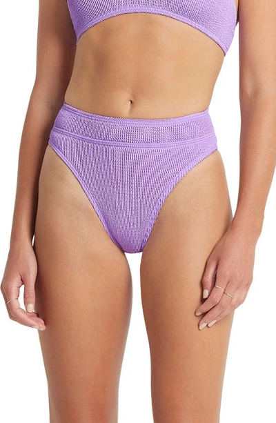 Bound By Bond-eye The Savannah High-waist Ribbed Bikini Bottoms In Lavender
