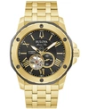 Bulova Men's Automatic Marine Star Gold-tone Stainless Steel Bracelet Watch 45mm In Gold-tone