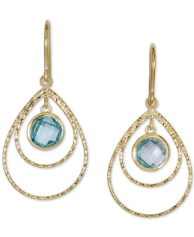 Macy's Sky Blue Topaz Double Teardrop Drop Earrings (2-1/5 Ct. T.w.) In 14k Gold-plated Sterling Silver