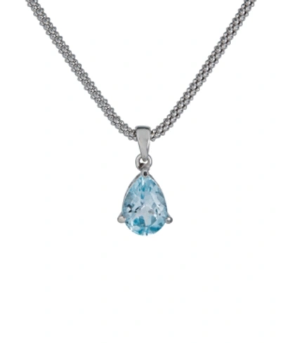 Macy's Sky Blue Topaz Pear Pendant Necklace (2-1/2 Ct. T.w.) In Sterling Silver, 17" + 1-1/5" Extender