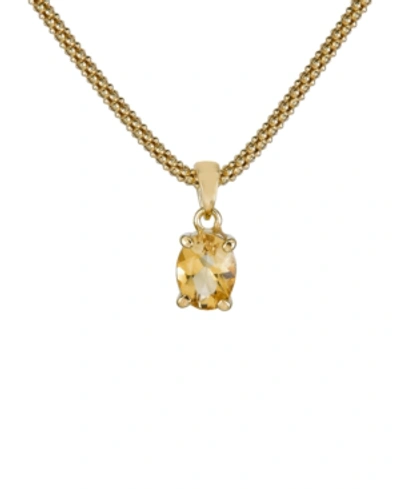 Macy's Citrine Oval Pendant Necklace (1-1/10 Ct. T.w.) In 14k Gold-plated Sterling Silver, 17" + 1-1/5" Ext