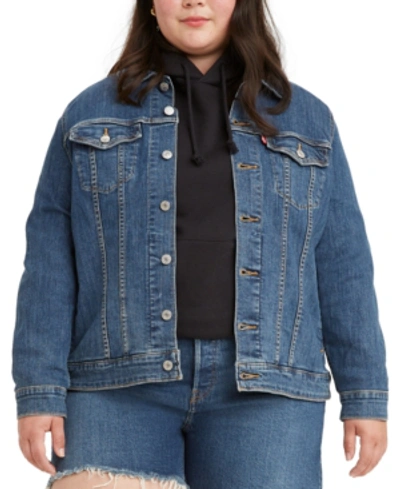 LEVI'S PLUS SIZE BUTTON-DOWN ORIGINAL DENIM TRUCKER JACKET