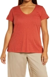 Caslonr Caslon Rounded V-neck Tee In Rust Spice
