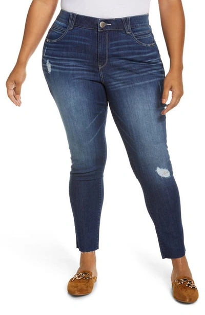 Wit & Wisdom Ab-solution High Waist Distressed Crop Skinny Jeans In Blue