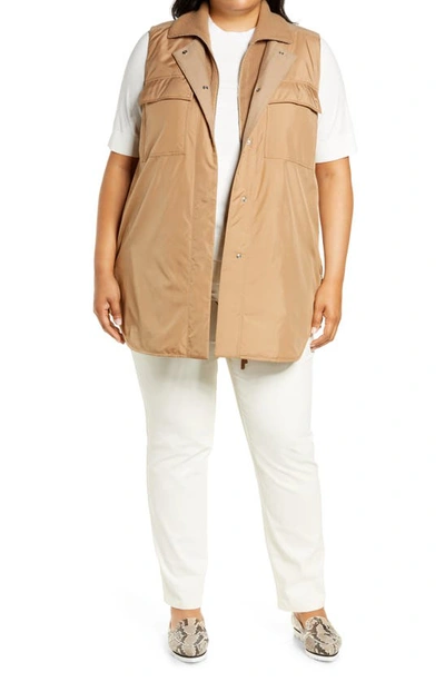 Lafayette 148 Willis Vest With Knit Dickey In Camel
