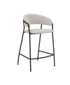 Armen Living Nara Faux Leather And Metal Counter Height Bar Stool In Cream