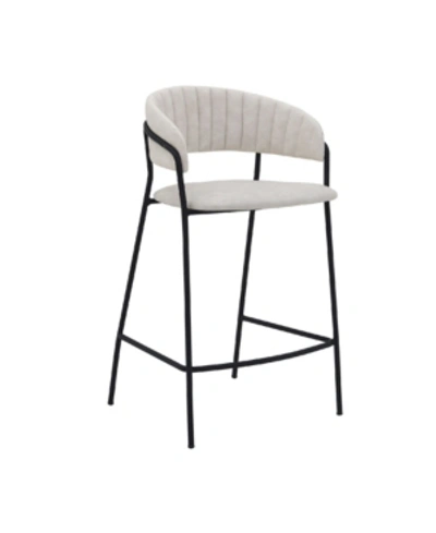 Armen Living Nara Faux Leather And Metal Counter Height Bar Stool In Cream