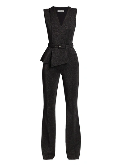 Chiara Boni La Petite Robe Kerolyn Lurex Belted Jumpsuit In Hematite