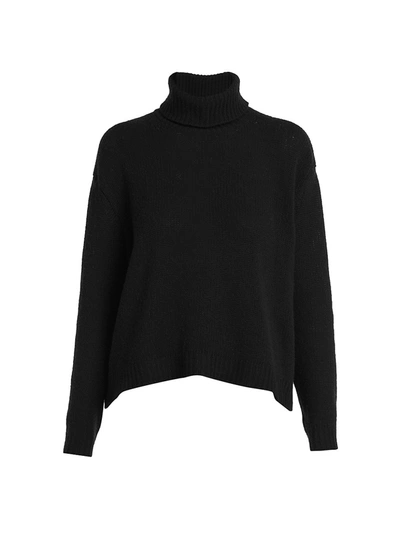 Valentino Logo Turtleneck Cashmere-silk Sweater In Black