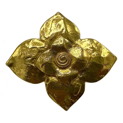 Pre-owned Saint Laurent Anneaux De Foulards Neckerchief In Gold