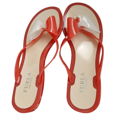 Pre-owned Furla Mules In Red