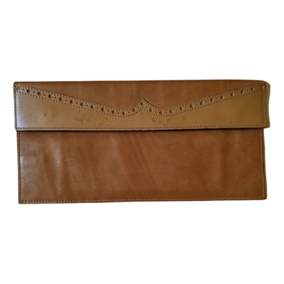 Pre-owned Marni Leather Clutch Bag In Camel