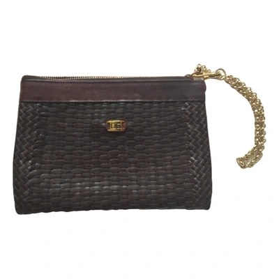 Pre-owned Dolce & Gabbana Leather Clutch Bag In Brown