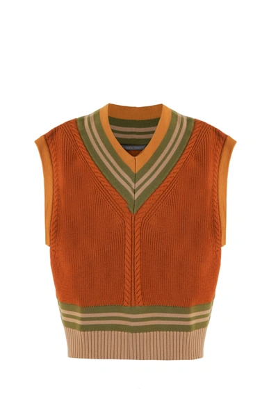 Alberta Ferretti Sleeveless Sweater In Brown,multi
