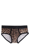 Dolce & Gabbana Logo Leopard Print Stretch Jersey Briefs In Animalier