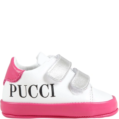 Emilio Pucci Multicolor Sneakers For Baby Girl In White
