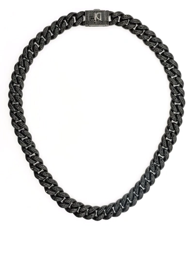 Darkai Woman Black Cuban Pave Necklace In Nndnl Vanta Black Pvd