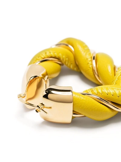 Bottega Veneta Twisted Triangle Hoop Earrings In Yellow