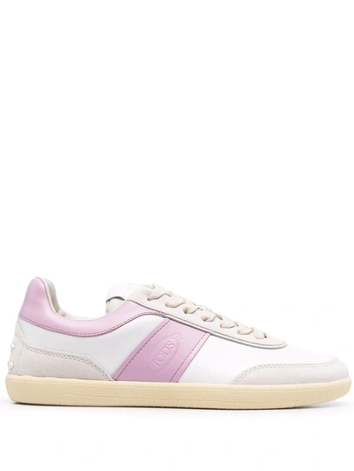 Tod's Tabs Sneakers In Smooth Leather And Suede In Pink