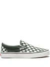 Vans Classic Slip-on Checkerboard Sneakers In Green In Green