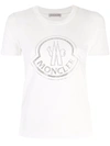 Moncler Woman White T-shirt With Maxi Logo In Strass
