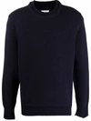 Maison Margiela Layered-collar Elbow-patch Distressed Jumper In Blau