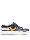 Ferragamo Logo-print Lace-up Sneakers In Blau