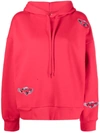 Natasha Zinko Red Drawstring Applique Long Sleeve Hoodie In Red