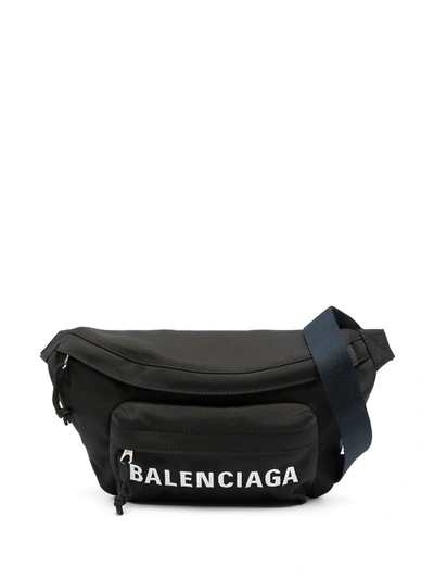 Balenciaga Wheel Logo刺绣腰包 In Black