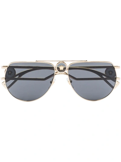 Versace Medusa Aviator-frame Sunglasses In Gold