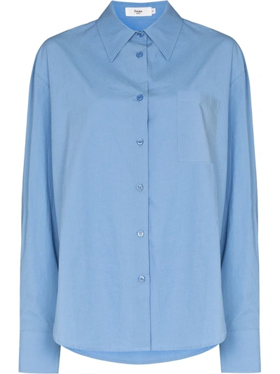 The Frankie Shop Lui Organic Cotton-poplin Shirt In Blue