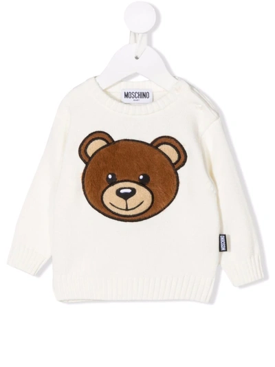 Moschino Babies' Teddy Logo Sweatshirt In White