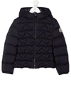 Moncler Kids' Laurette Hooded Nylon Down Jacket In Navy