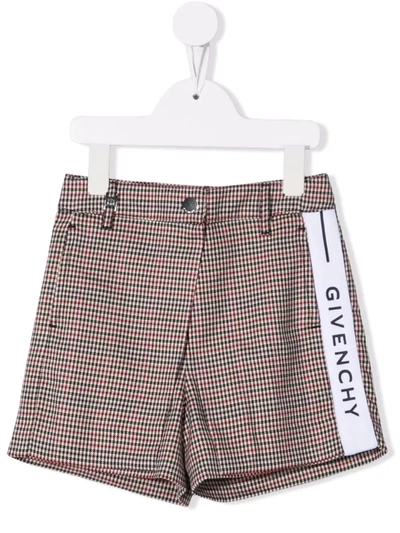 Givenchy Kids' Logo Tape Houndstooth Shorts In 90000001