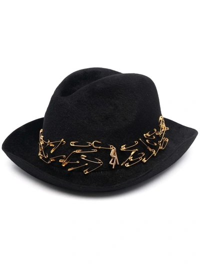 Ruslan Baginskiy Safety Pin Embellishment Felt Fedora Hat In Black