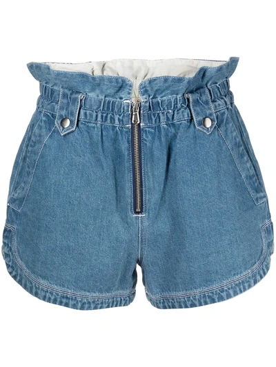 Sea Alyssa Paperbag-waist Denim Shorts In Medium Wash Denim