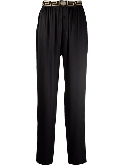 Versace Greca Waistband Pyjama Trousers In Black