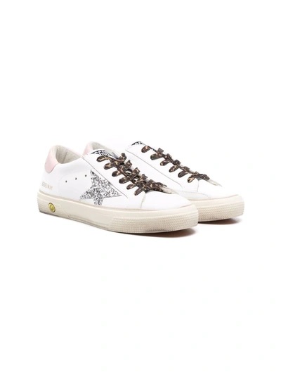 Golden Goose Teen Superstar Glitter-detail Trainers In White