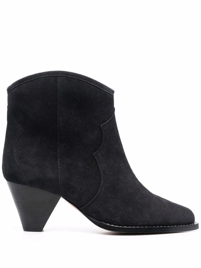 Isabel Marant Étoile Suede-leather Western Boots In Black