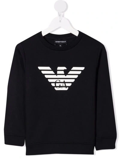 Emporio Armani Kids' Blue Modal Blend Sweatshirt With Logo In Black